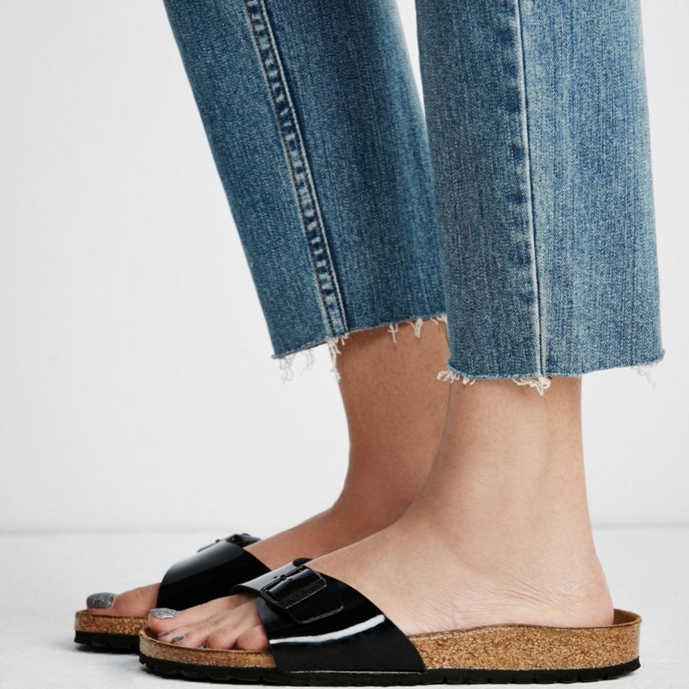 Birkenstock Black Patent Madrid Cork Sandals 41